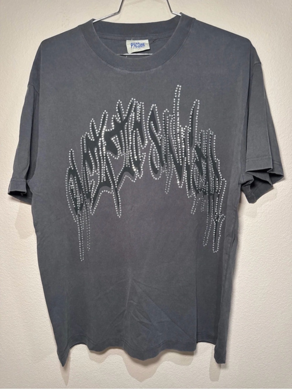 PacSun Dark Charcoal Short Sleeve Tee with Studded Script